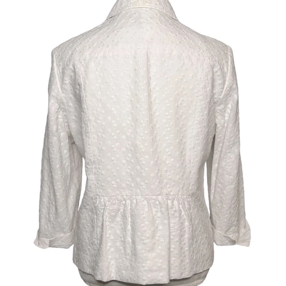 VINTAGE STYLE & CO. Jacket Blazer Ruched details White Floral Size 16 Like new - Picture 8 of 12